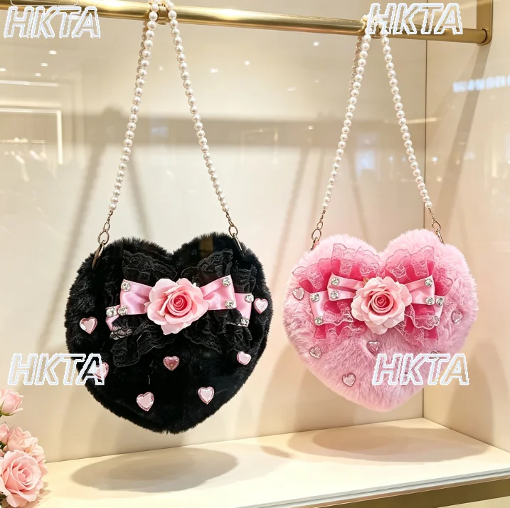 original-handmade-lolita-bag-women-sweet-princess-plush-fur-pearl-handbag-cute-heart-shaped-chain-bow-bag-sweet-girls-backpacks