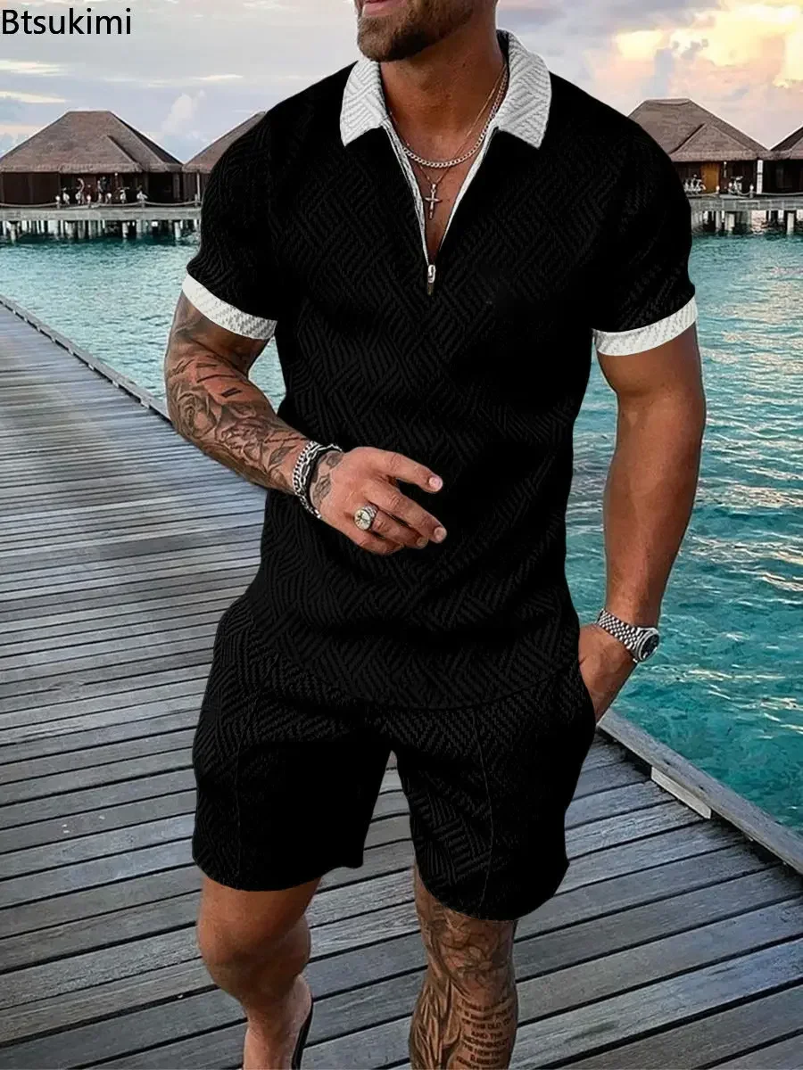 2024 Men‘s Summer Clothing Luxury Polo Shirts Short Sleeve Set Casual Man Shorts Tracksuit Outfits Social Golf Lapel T-Shirts