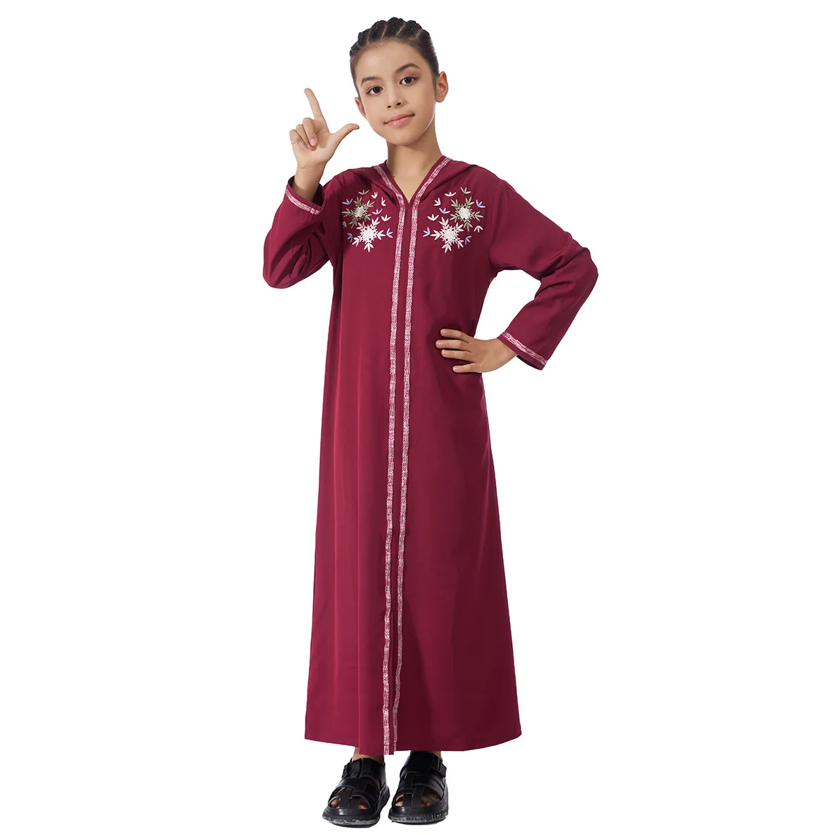 Moslim Meisjes Jurk Met Capuchon Eid Djellaba Ramadan Islam Kleding Turkije Kaftan Saudi Arabische Gewaad Jalabiya Gebed Kledingstuk Caftan Gown
