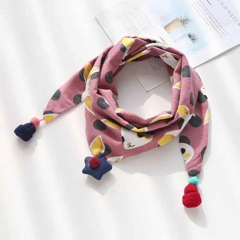 Bufanda triangular gruesa para niños, babero de algodón, versión coreana, Otoño e Invierno