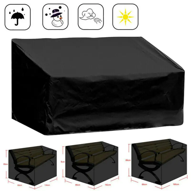 

Woodside 3 Seater Black Seat Cover Garden Bench Furniture Protection Case Waterproof Cover Anti-dust All-Purpose Covers