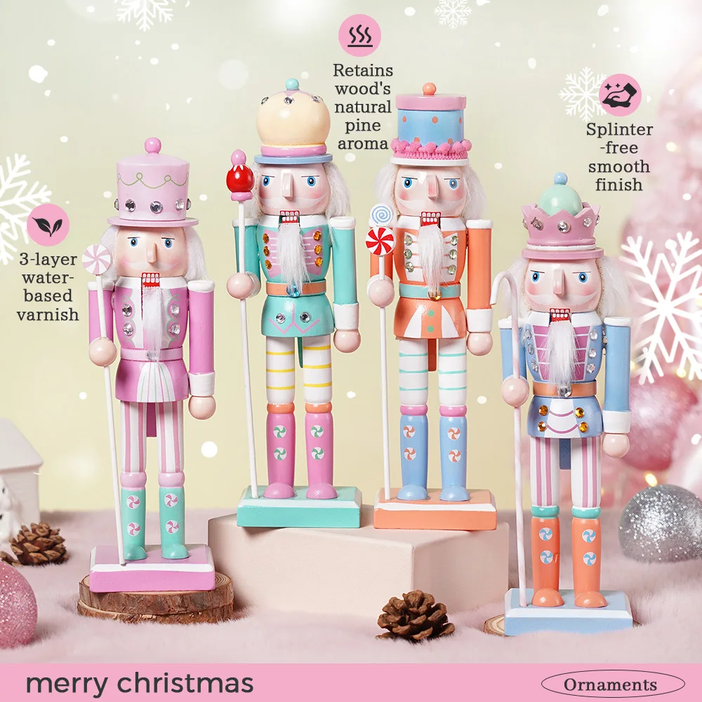 25CM Holz-Handwerkskunst Nussknacker-Soldat Ornament Süßigkeiten-Serie Puppenstatue Heim- und Bürodekoration Weihnachten Neujahr Geschenk – Detail 9