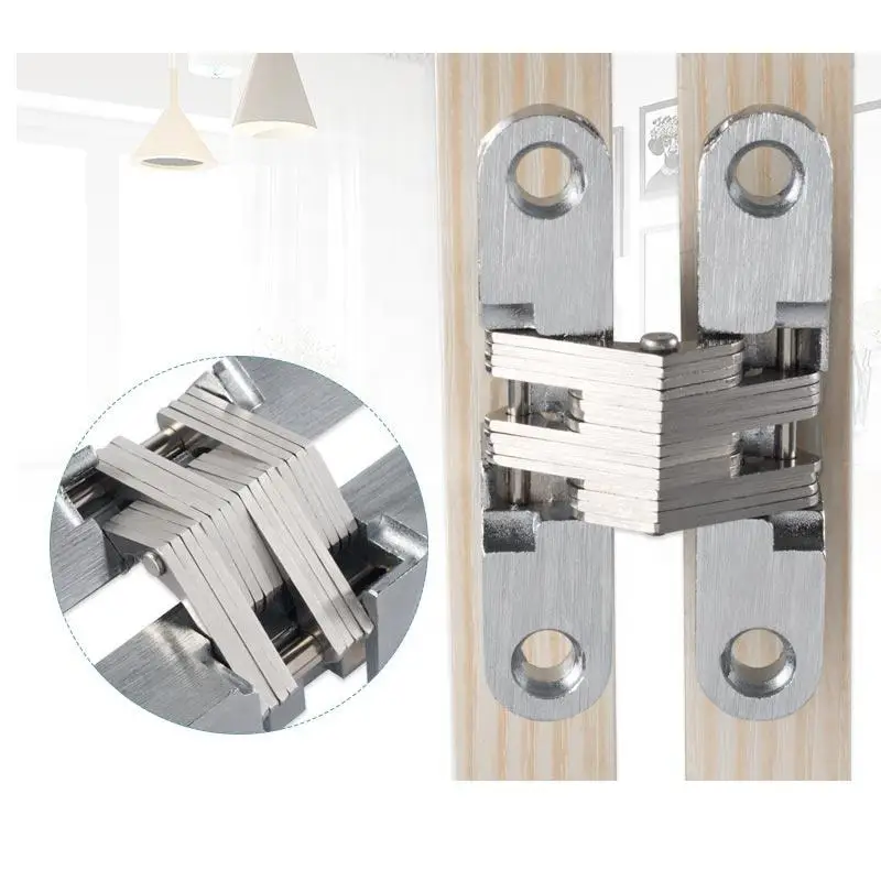 

2PCS 304 Stainless Steel 180 Degrees Hidden Hinges Invisible Concealed Folding Cupboard Door Hinge Kitchen Furniture Hardware