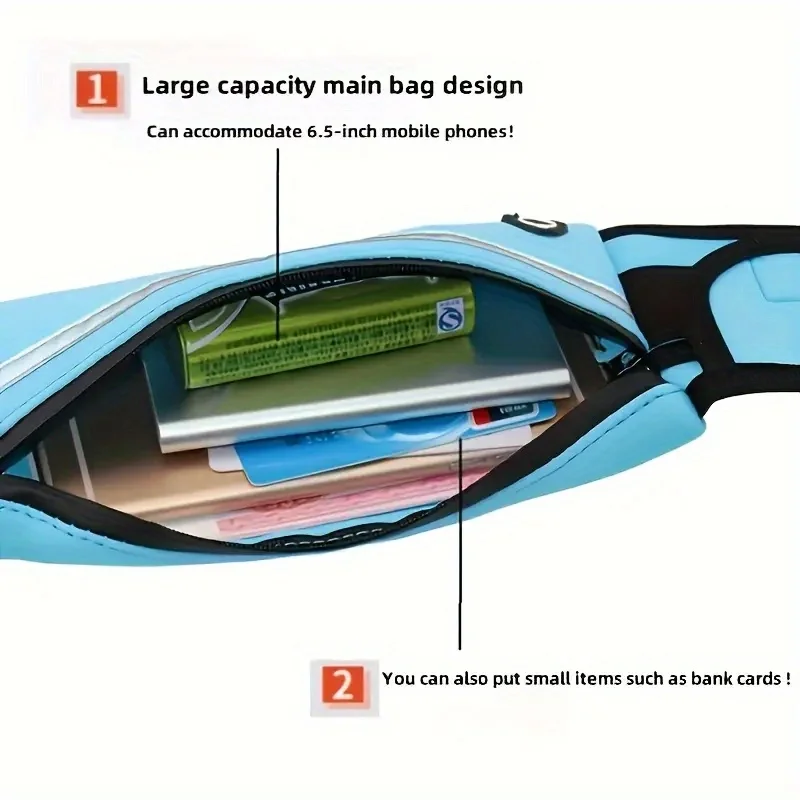 حقيبة خصر رياضية كبيرة - متعددة الجيوب، عاكسة، متينة. للجري وركوب الدراجات والمشي لمسافات طويلة. نايلون أحمر.