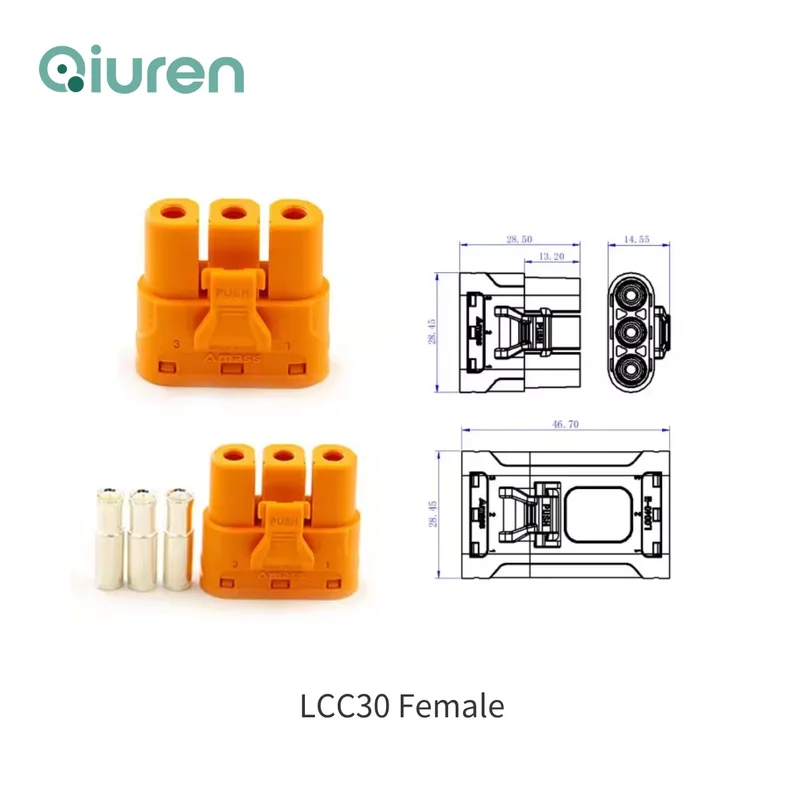 1PCS AMASS LCC30 LCC40-F/M high current anti-reverse plug 3P with snap lithium battery charging connector