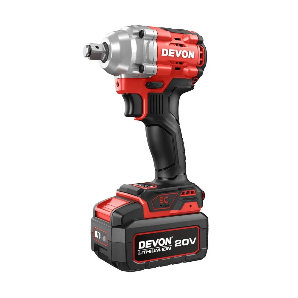 

DEVON Electric Impact Wrench Brushless Cordless Electric Wrench Screwdriver Power Tools 1/2 inch 20V Battery