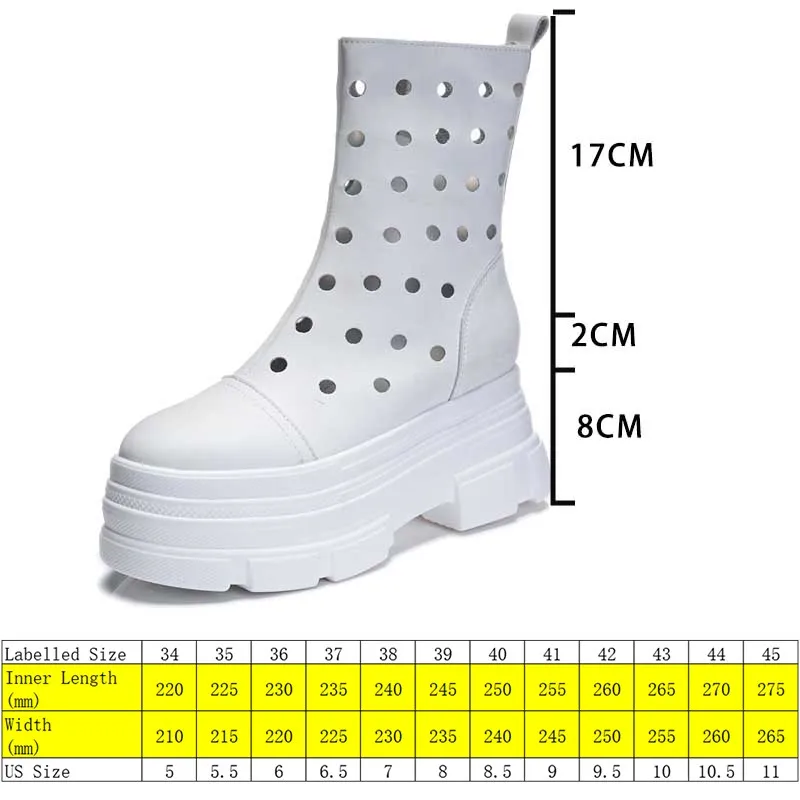 Fujin 9.5cm bydlęce z prawdziwej skóry damskie modne sandały buty na kostkę oddychające letnie mokasyny botki motocyklowe buty