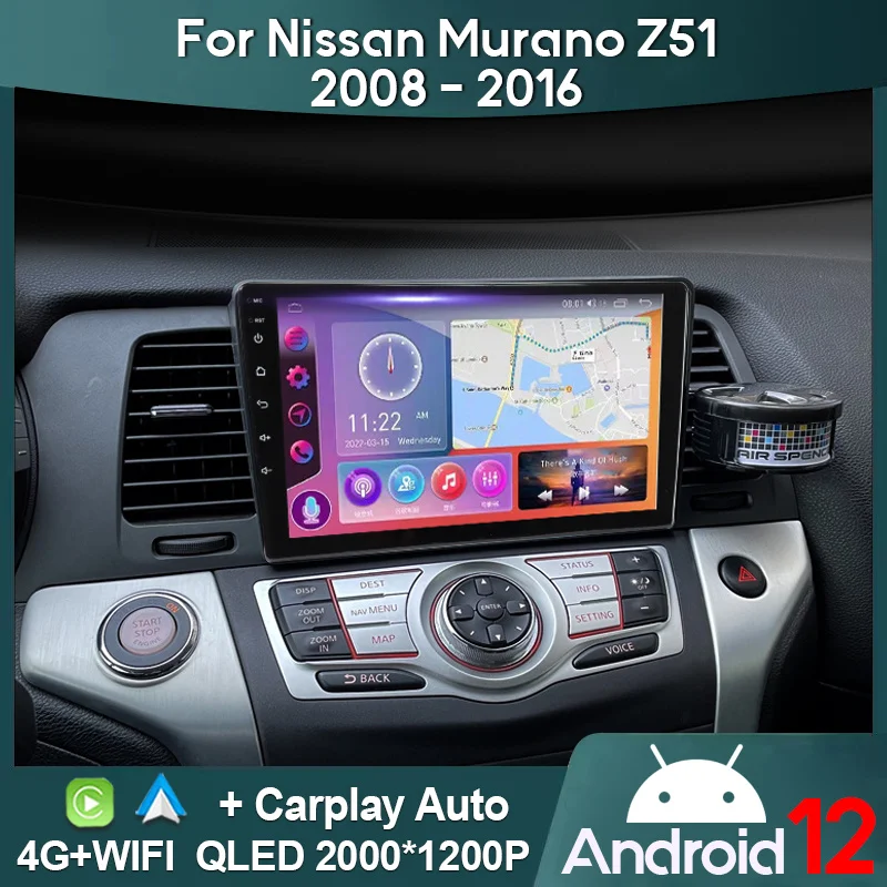 

Автомобильное радио MAMSM для Nissan Murano Z51 2008 - 2016 Android 12 мультимедийный видеоплеер GPS 4G Авторадио 2K QLED головное устройство