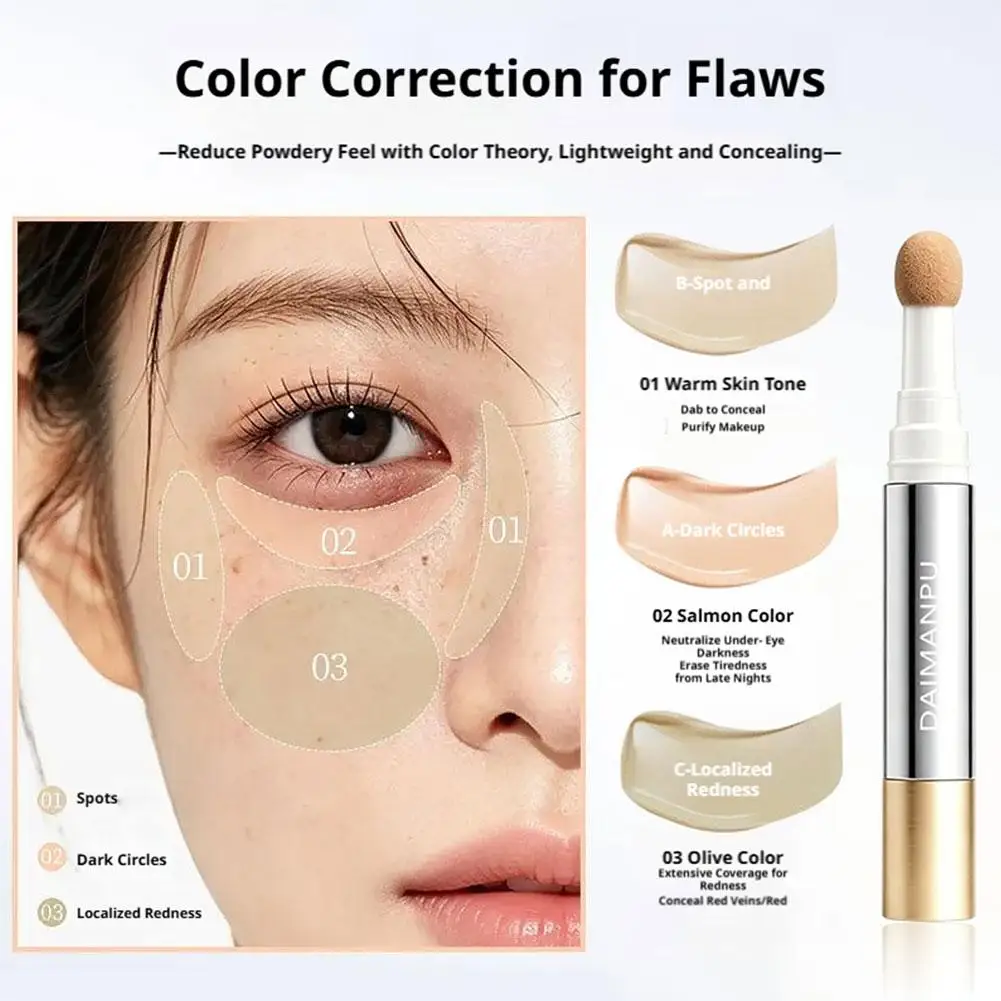 5g Original Natural Lasting Concealer Quickly Covers Spots Tear Grooves Bags Under The Eyes Brightens Sponge Head Concealer Pen