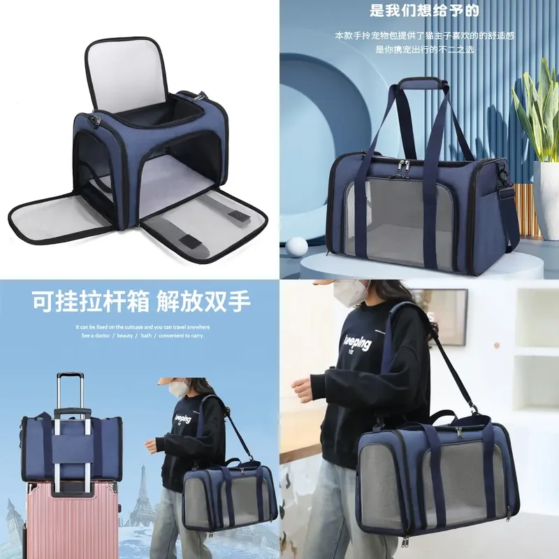 Foldable Pet Carrier Bag Breathable Mesh Shoulder Backpack Portable Travel Crate for Small Dogs Cats Outdoor Use