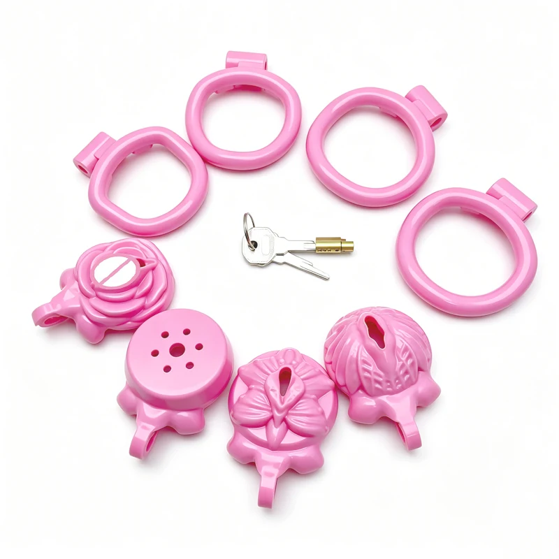 Chastity Lock Cock Cage Male Chastity Devices Lock 4 Rings The Man Plays The Woman Role-playing Flirting Couple Adult Sex Toys - view 2