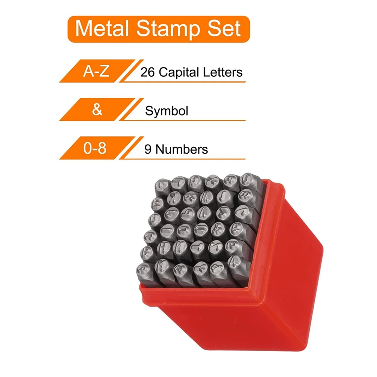 A56XQ 36Pcs 1/8IN (3mm) Number and Lower Case Letter Stamp Set, A-Z, & 0-9 Punch Press Tool for Metal Plastic Wood Leather