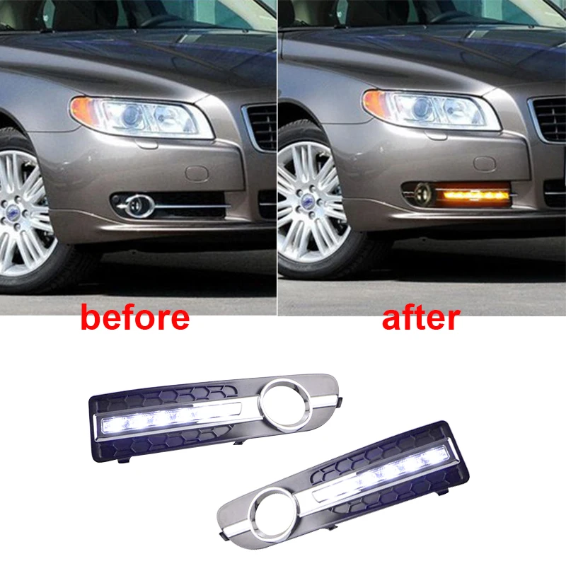 2pcs For Volvo S80/S80L 2009-2013 Daytime Running Light Streamer Light Modification LED Fog Light Car Accessories