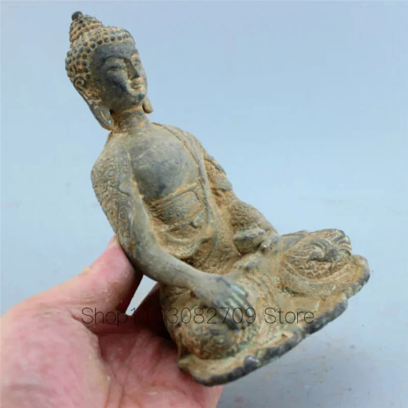 

Old Antique art Folk Culture bronze Buddha statue Sakyamuni Wish U Wealth