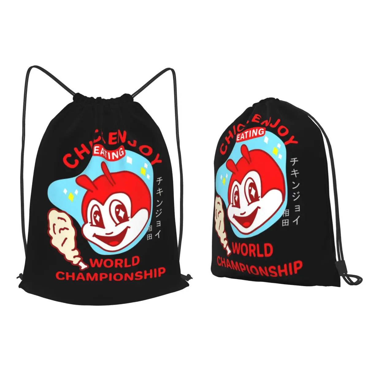 Jollibee Burger Restaurant Mascot Backpacks Casual Drawstring Bags Sports Bag Book Bags for Man Woman School