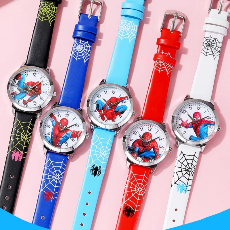 Jam tangan Quartz anak laki-laki, jam tangan anak laki-laki, gambar kartun Spider Man, grafiti, Avengers, jam waktu anak-anak, Waterproo