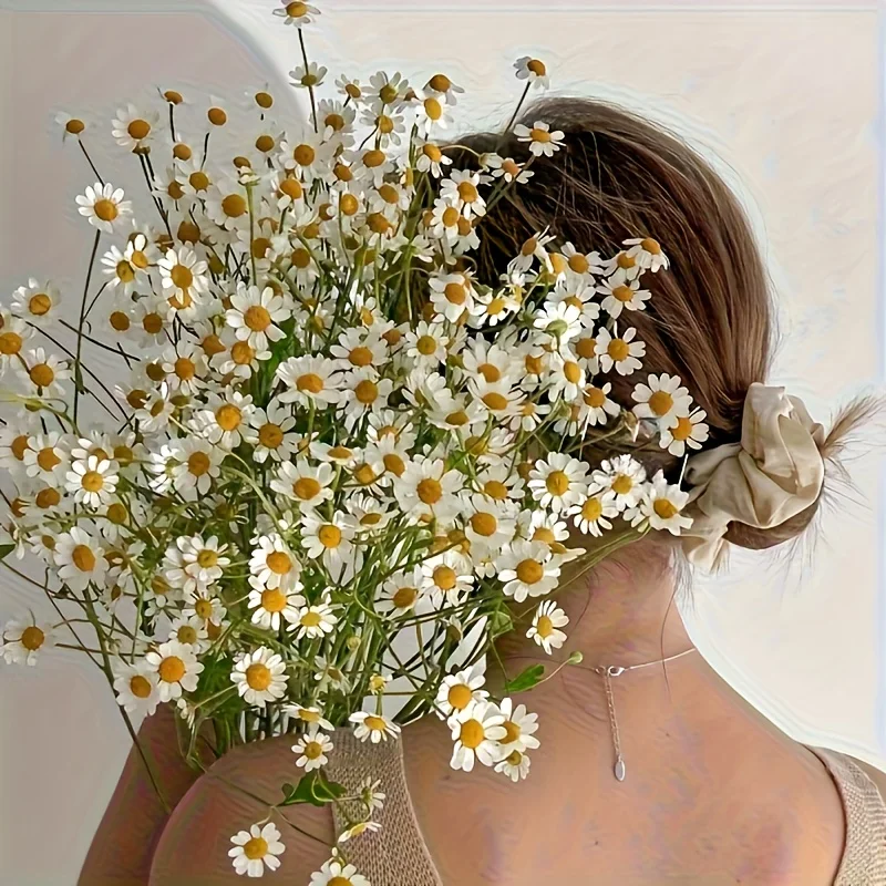 6/12/18 Piezas de Ramo de Flores Artificiales de Manzanilla, Margarita y Paniculata para Decoración Floral en Bodas, Fiestas de Compromiso, Hogar, Oficina y Exteriores