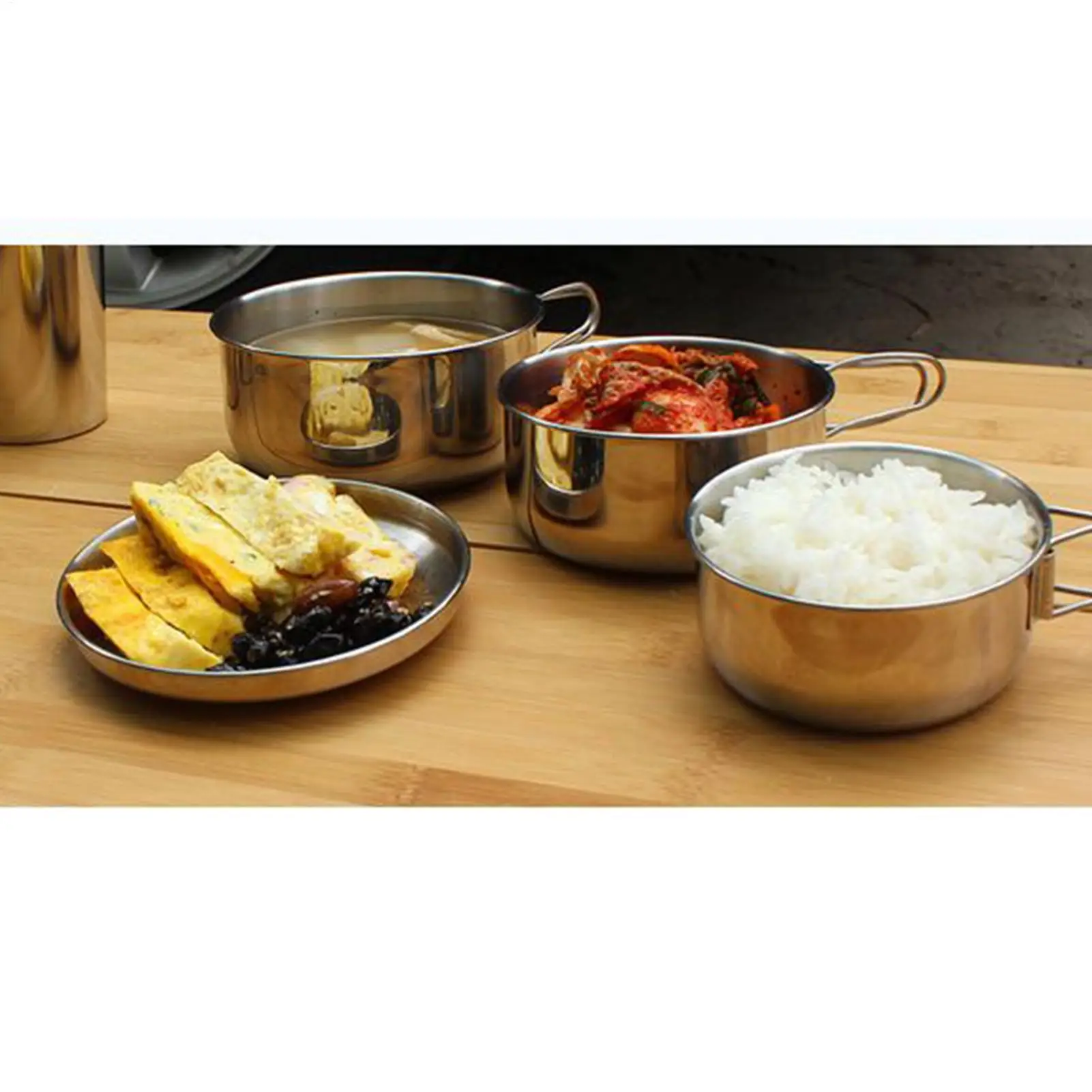 

Camping Pots And Pans Set Stainless Steel Camping Kitchen Utensil Pots And Pans Set 6 Pieces Stewing Frying Portable Outdoor