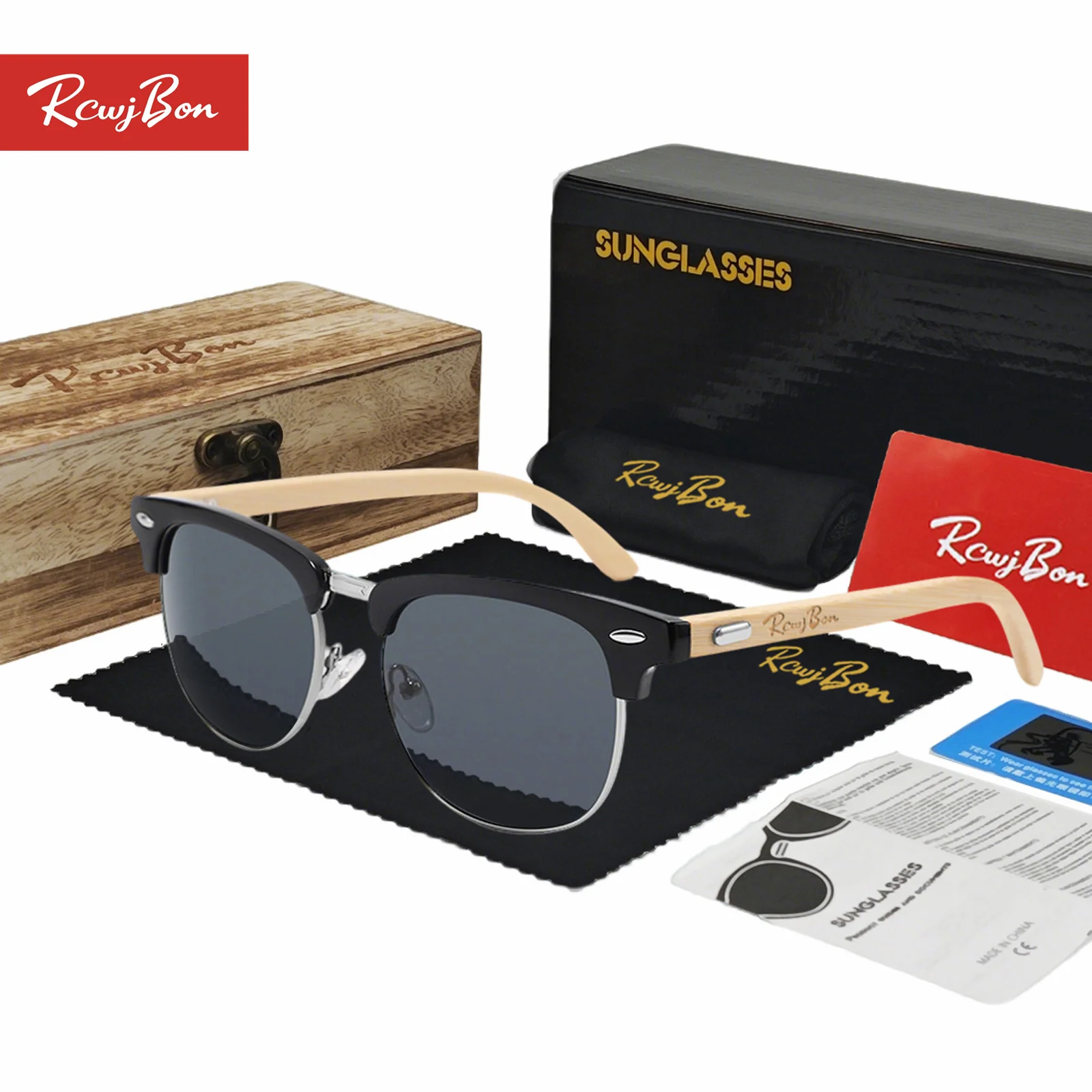 高級女性サングラスパイロット男性眼鏡クラシック木製メガネレトロカジュアル-uv-耐性コーティングサングラス偏光