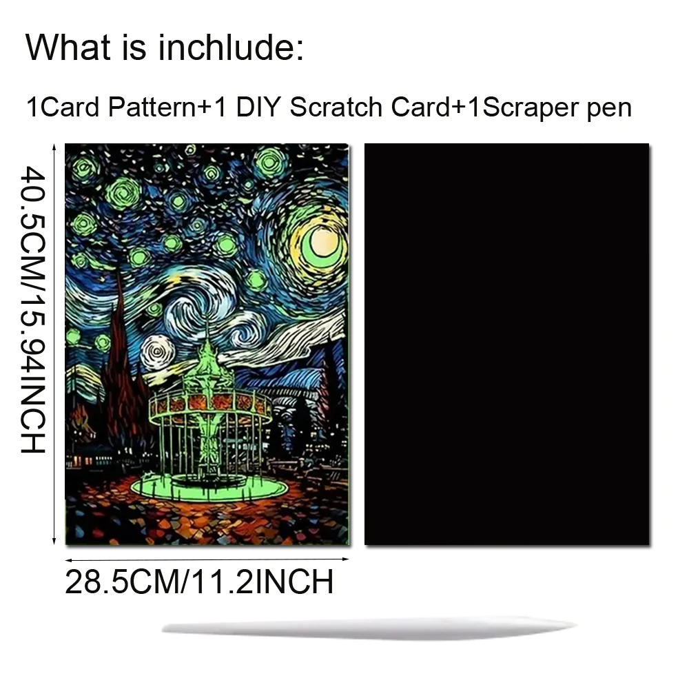 Glow in Dark Scratch Art Kit for Adults 2pcs Rainbow Scratch Paper, Black Scratch Off Set - Perfect Birthday, Christmas Gift