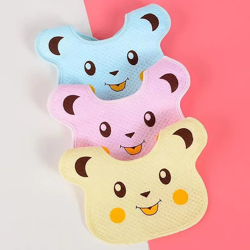 Cartoon Smiling Bear Baby Bibs Soft Newborn Feeding Towel Cotton Cloths Baby Girls Boys Bandana Bib Saliva Towel Burp Cloths