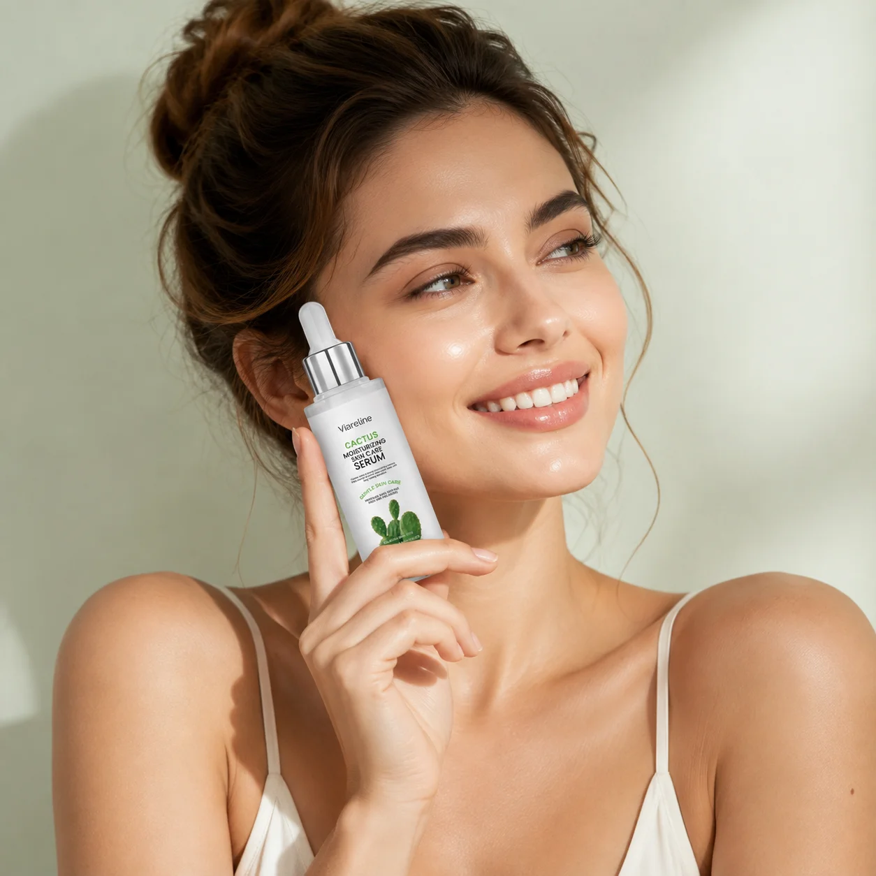 Viareline Cactus Moisturizing Serum Hyaluronic Acid Smooth Skin Barrier Repair Improve Texture Deep Hydration Face Serum 80ml