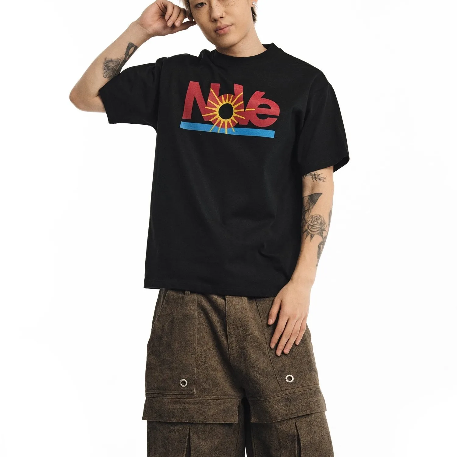 NOVACAM Summer New Cleanfit American Street Vintage Letter China-Chic Loose Short Sleeve T-shirt