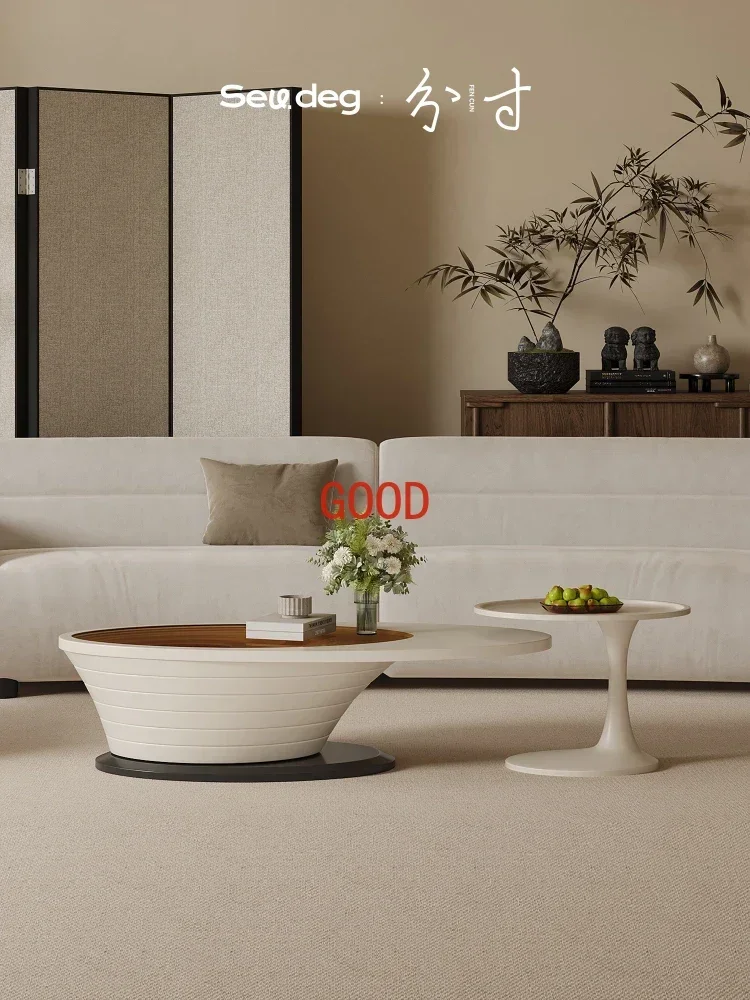 Household Light Luxury Modern Minimalist Designer High-Grade Oval Glass Tea Table