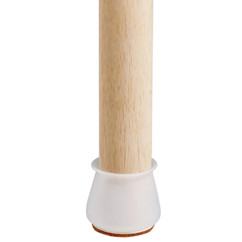 ABGG-Silicone Chair Leg Caps With Felt Pads - Free Moving Table Leg Covers, 16 Pcs Stool Leg Protectors - Transparent White