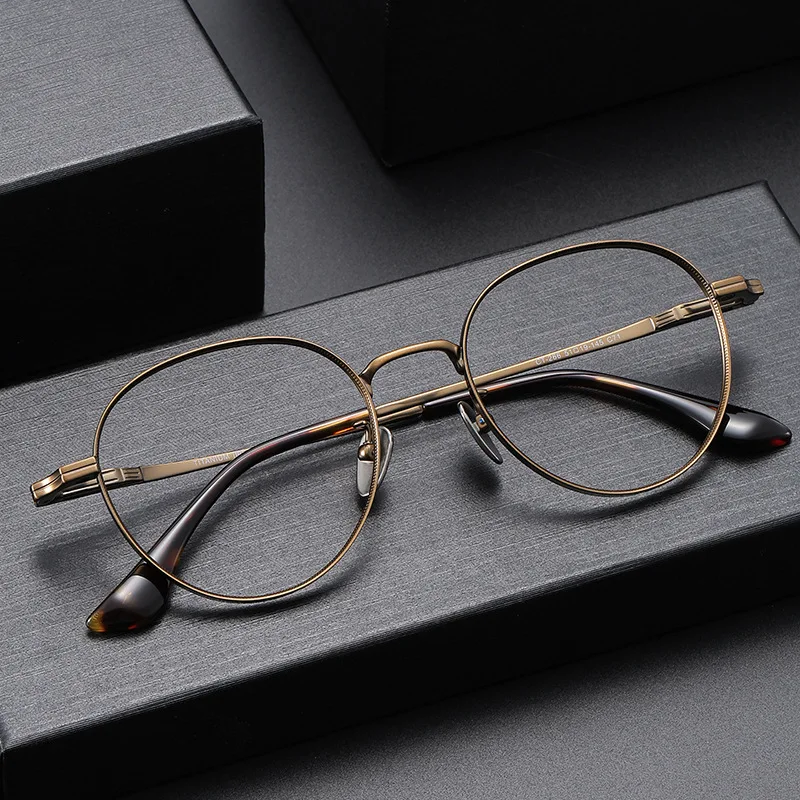 51 مللي متر خفيفة للغاية التيتانيوم النقي وصفة طبية عالية قصر النظر إطار نظارات إطار دائري حافة واسعة مكافحة الضوء الأزرق نظارات للقراءة #2