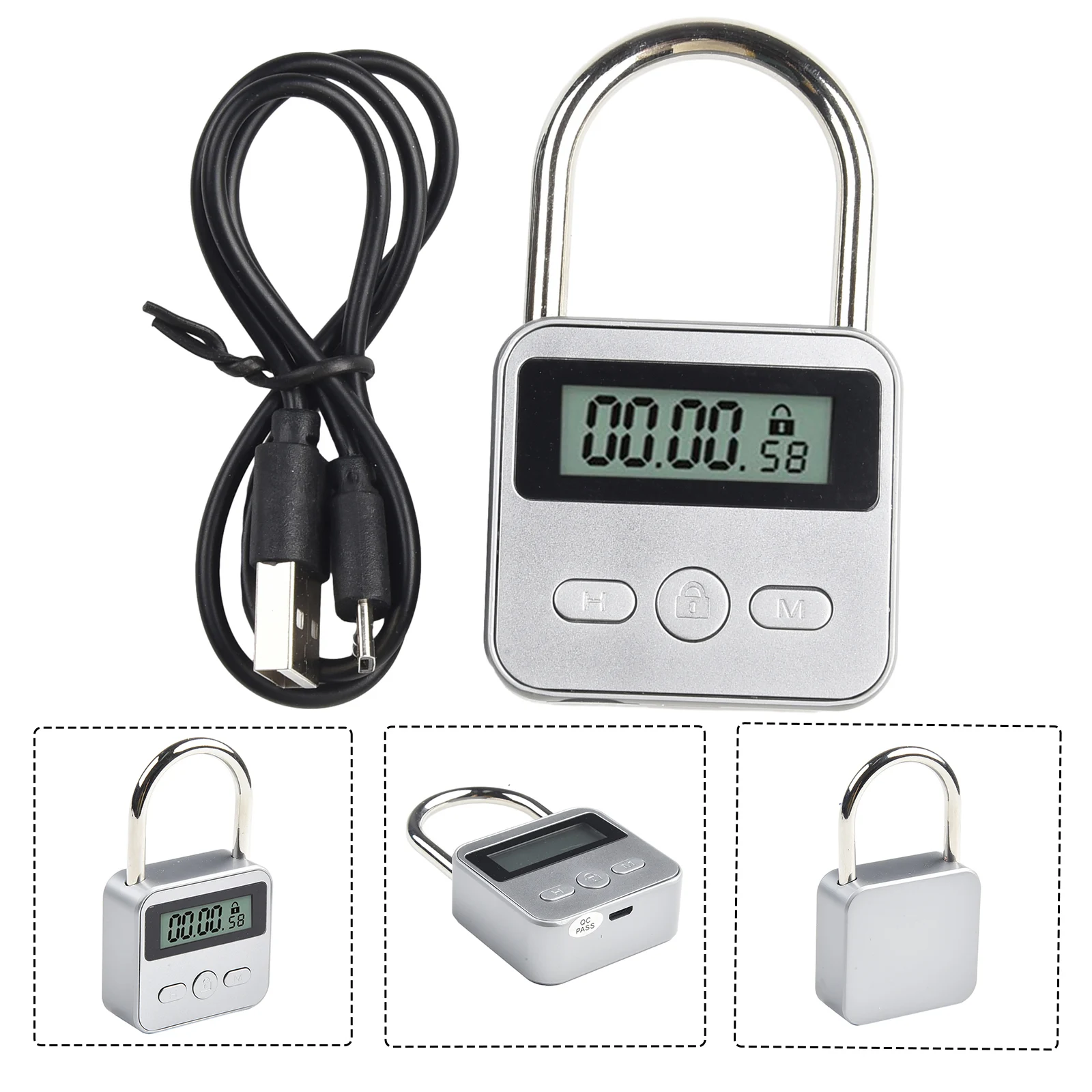 Heavy Duty Multi Function Electronic Time Padlock LCD Display 99 Hours Max Timing Automatic Unlock Long Standby