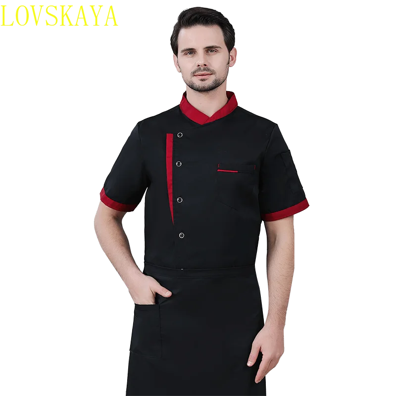 Neue Unisex Koch Uniform Küche Hotel Backen Food Service Chef Top atmungsaktive Kurzarm Zweireiher Koch jacke