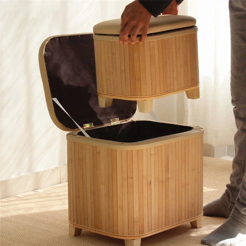 SunOfficiToys-Petit tabouret carré en bois massif avec boîte de rangement, repose-pieds japonais, changement de chaussures, adapté au couloir, à la