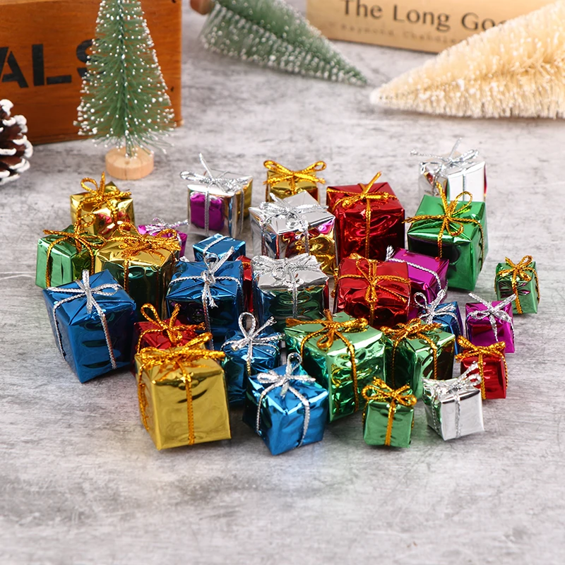 10pcs Dollhouse Miniature Christmas Gift Box Pretend Play Mini Doll House Furniture Decoration