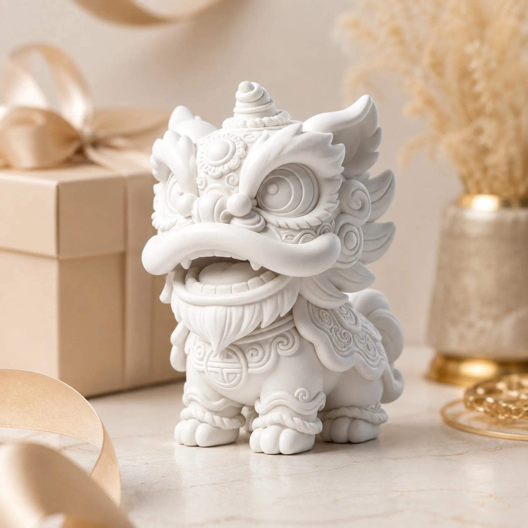 Traditional Chinese Guardian Lion Statue Lion Dance Ornament Home Office Decoration Lucky Beast Figurine Desktop Decorative