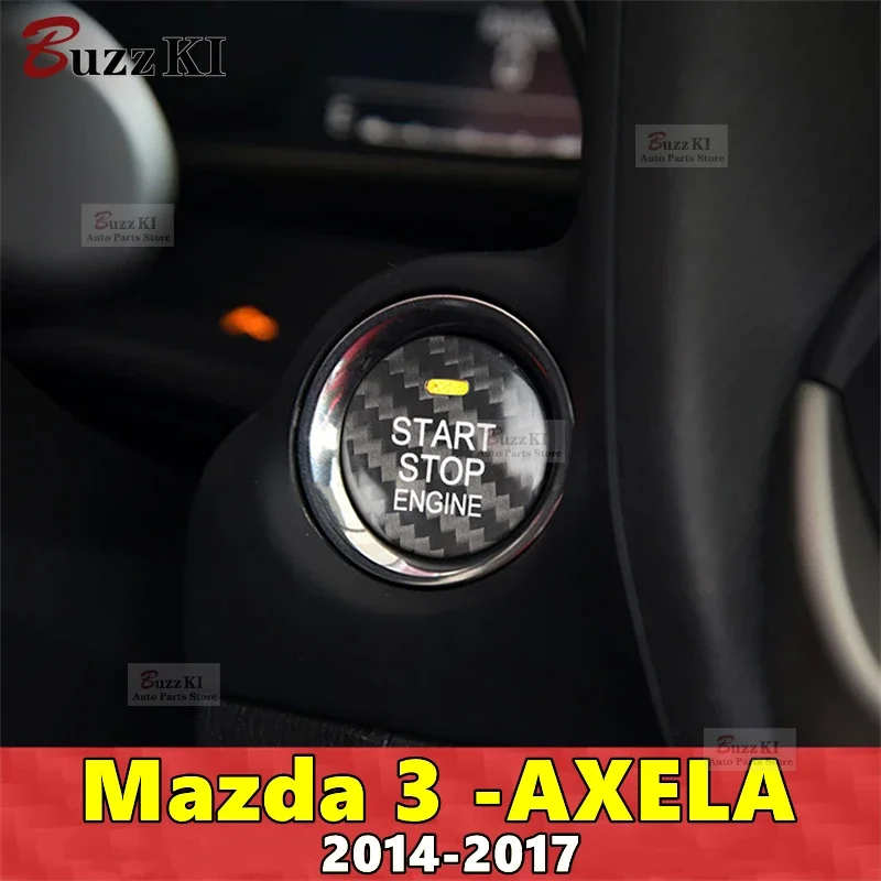 2014 2015 2016 2017 For Mazda 3 AXELA Mazda3 Car Engine Start Stop Button Cover Real Carbon Fiber Sticker