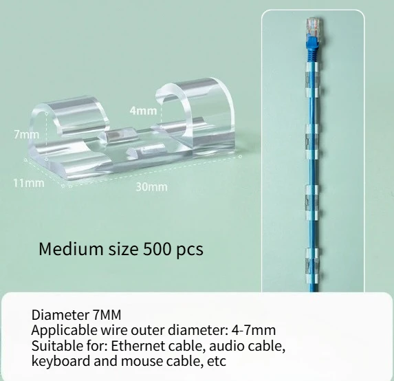 500 Pcs Management Tidy Fixed Clamp Earphone Line Clip Home Office Cable Clips Organizer Self Adhesive Drop Wire Holder Cord