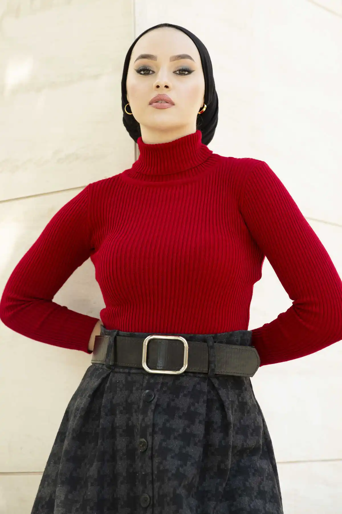 -Throated Strickwaren Pullover Rot