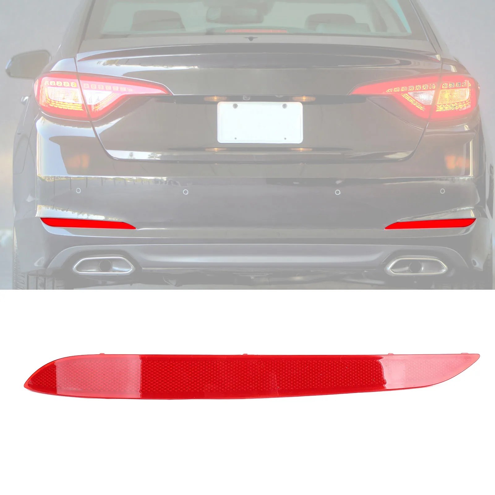 

Rear Bumper Reflector Weatherproof Red Housing Bumper Reflective Strip Replacement for Sonata 2015-2017