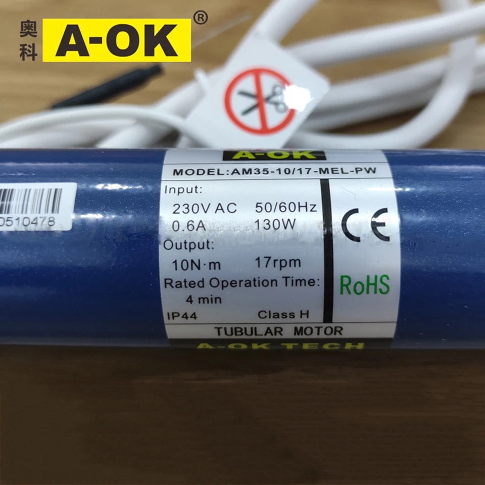 A-OK AM35 10/17 230V/120V Smart WIFI Rolling Tubular Motor,Tuya App RF433 Remote, for 40/45mm/47mm/50mm Tube,for Rolling Blinds