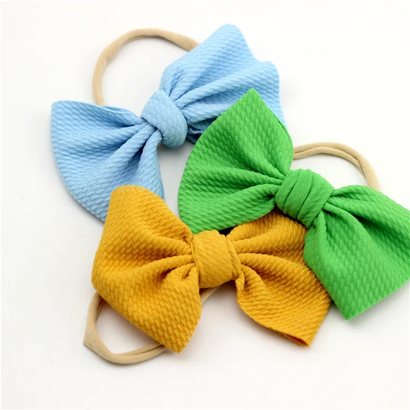 Large Messy baby Bow Turban Big Bow Headband Girls Nude Nylon Bowknot Headbands Infant Head Band Bebes Infant Cotton Headwrap