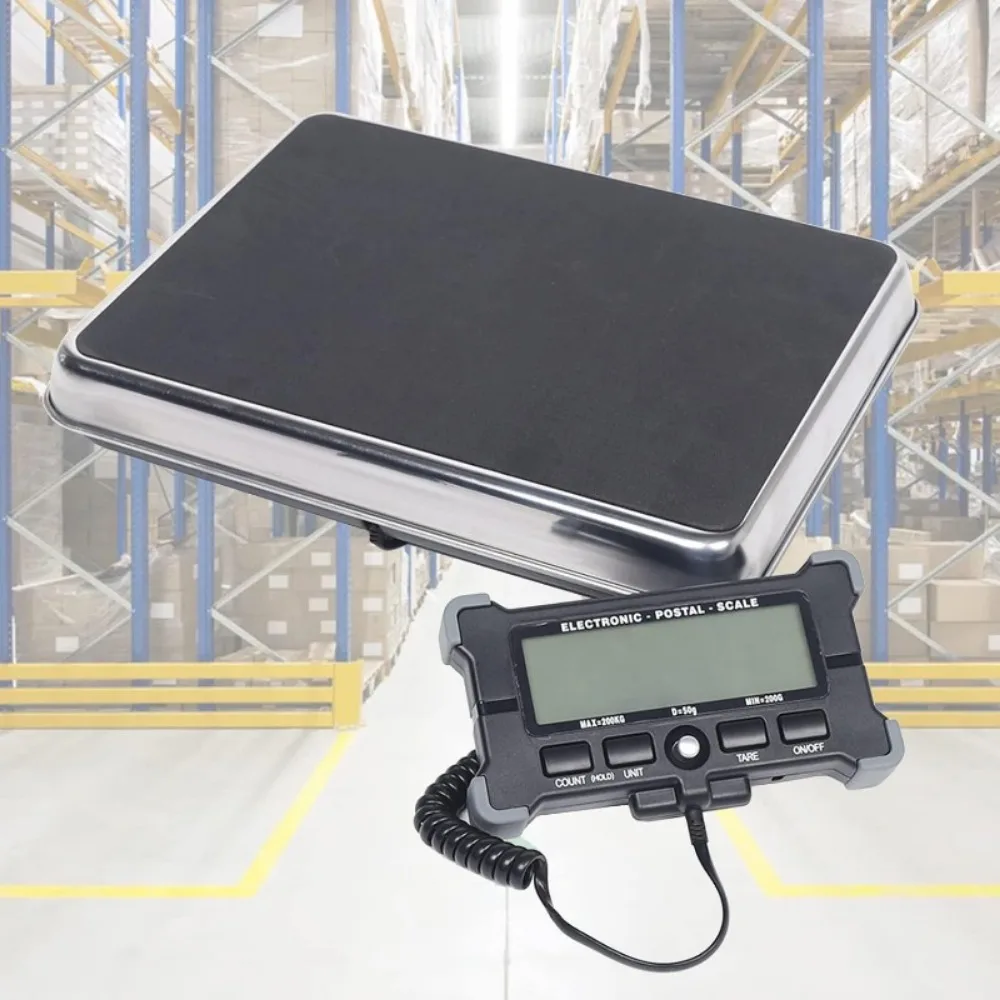 440lb Digital Shipping and Postal Scale with Heavy Duty Stainless Steel Platform Industrial Floor Scale 2 AAA Batteries Include