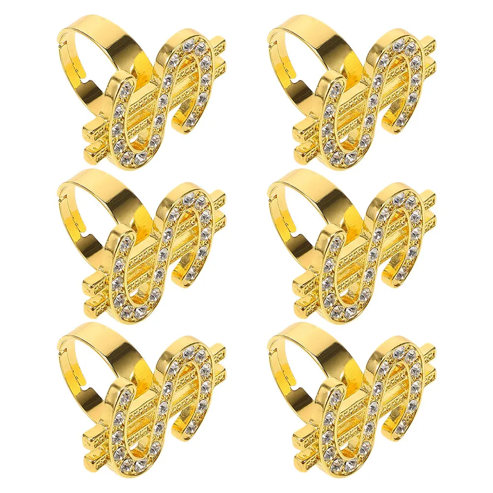 

6pcs Shimmering Rings: Unique Costume Jewelry For Cosplay Party Masquerade Events Fancy Dress Accessories Statement Ring