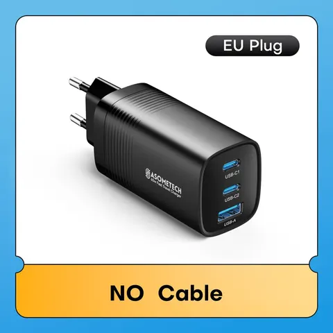 ASOMETECH 65W GaN USB Type C Зарядное Устройство с Быстрой Зарядкой для MacBook и iPhone — фото товара