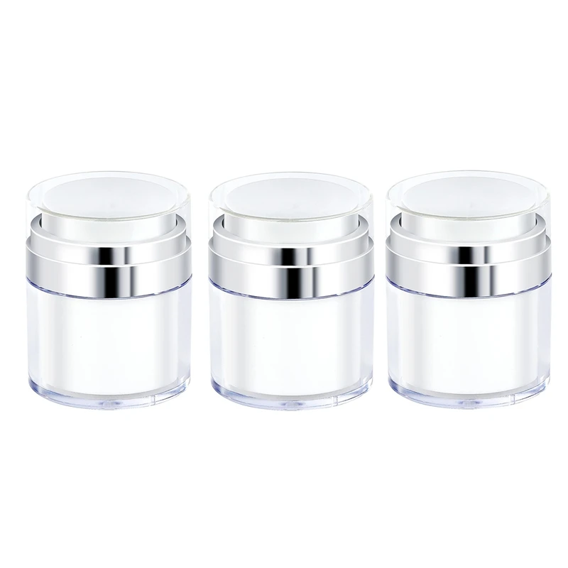 3 Pcs Empty Acrylic Makeup Cosmetic Jar Portable Cream Jar 50Ml/50G, Containers With Press Pump