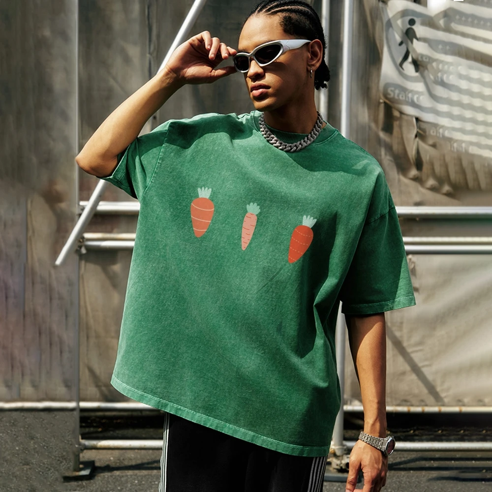 Y2K Short Sleeve Shirt Tees Carrot Print Top Clothes Graphic T-Shirts High Street American Vintage Streetwear 2024 Summer 2000s