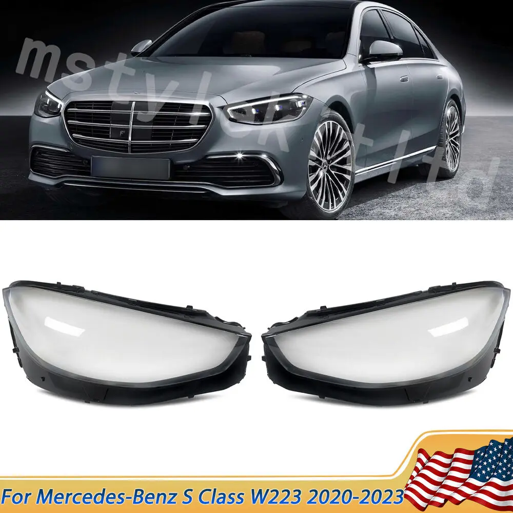 

For 2021-2023 Mercedes-Benz S Class W223 V223 Headlamp Headlight Lens Covers