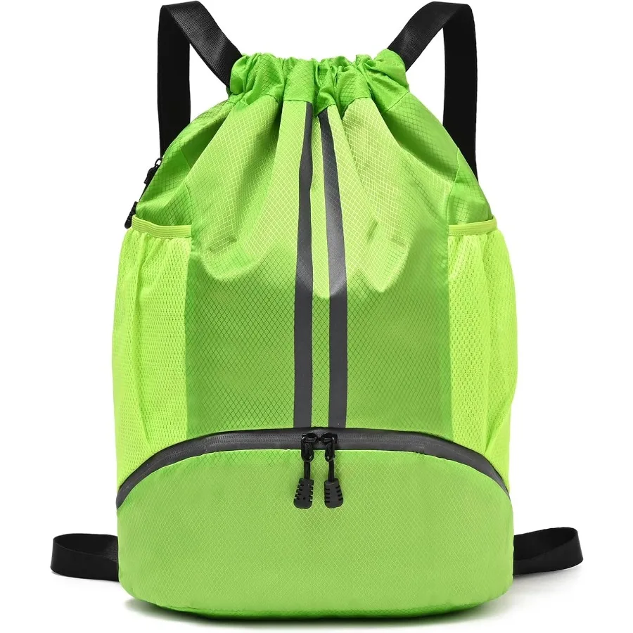 Waterproof drawstring gym bag for men and women with dedicated shoe compartment ideal for sports swimming and travel durable an
