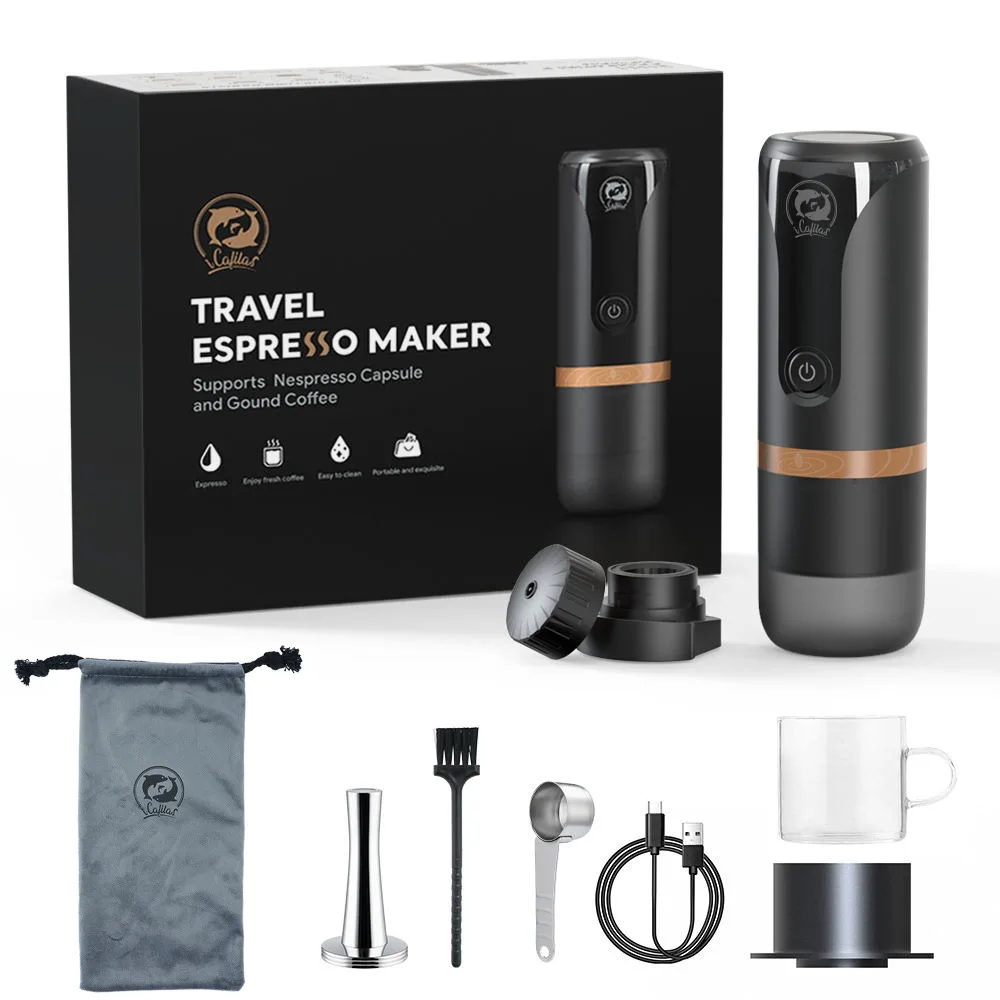 

Кофемашина 2-в-1 для эспрессо, 9 бар давления, совместима с капсулами Nespresso, для путешествий, кемпинга, походов, офиса, кухни