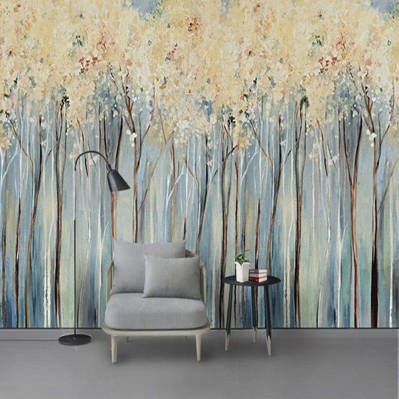 Modern Nordic Forest Hand-Painted pegatinas de pared Wallpaper Roll Fabric Pattern Simple Dreamy Design for Home Decor Interior